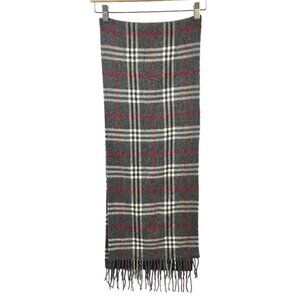Valentini 100% Wool Grey Tartan Plaid Scarf OS